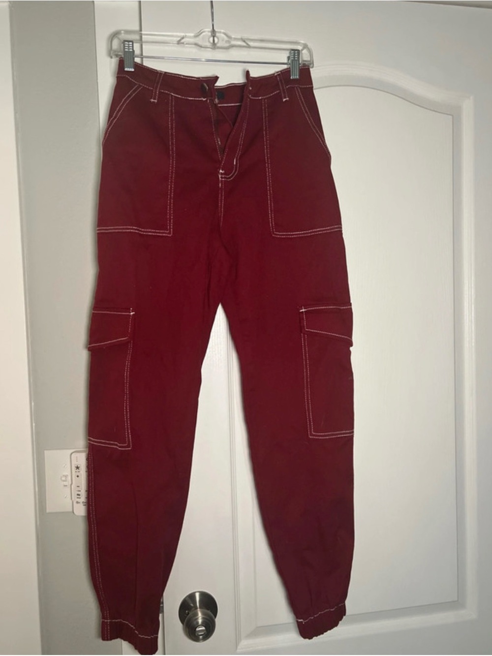 Fashion Nova women’s Cargo Pants in Deep Red/burgundy